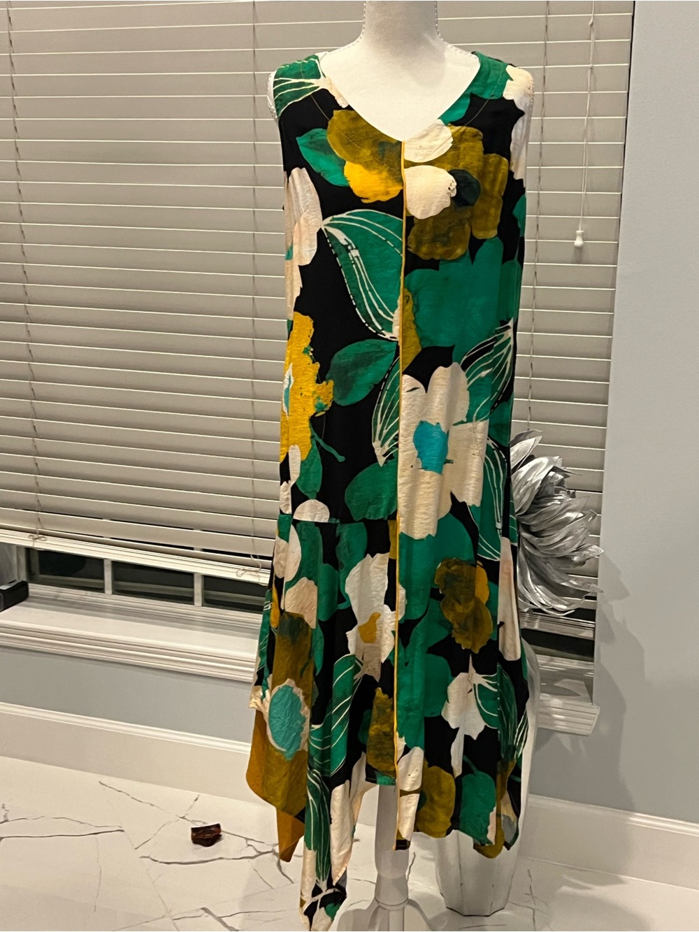 IC Collection Floral Asymmetrical Midi Maxi Dress Size S Made in USA